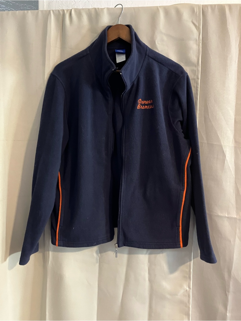 Reebok Navy NFL Fleece Jacket with Orange Trim Denver Broncos